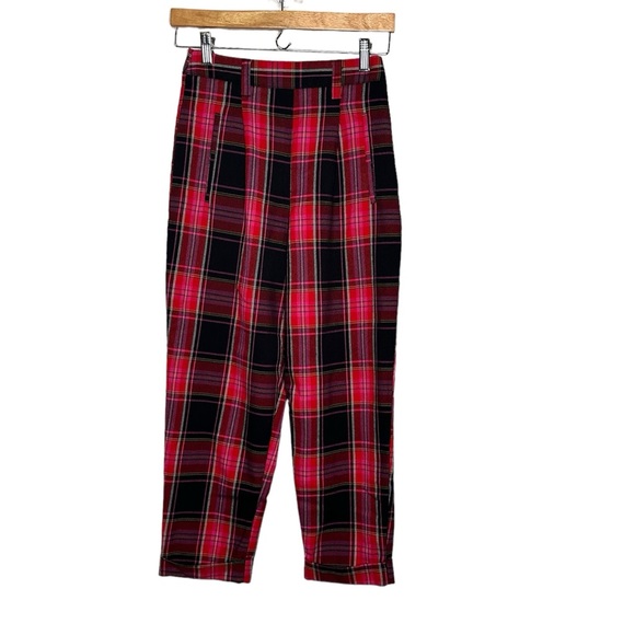 Topshop Martha Check Peg Leg Trousers Pink- and red-tinged tartan - Picture 7 of 12